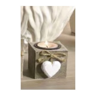 Porta candele Legno con cuore piccolo 6 x 6 x 6 cm |…