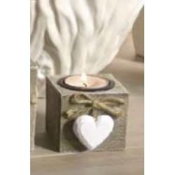 Porta candele Legno con cuore piccolo 6 x 6 x 6 cm
