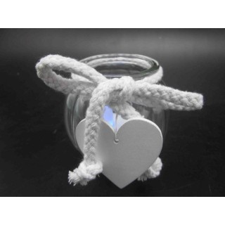 Vasetto porta candela con fiocco e cuore | CarinCasa