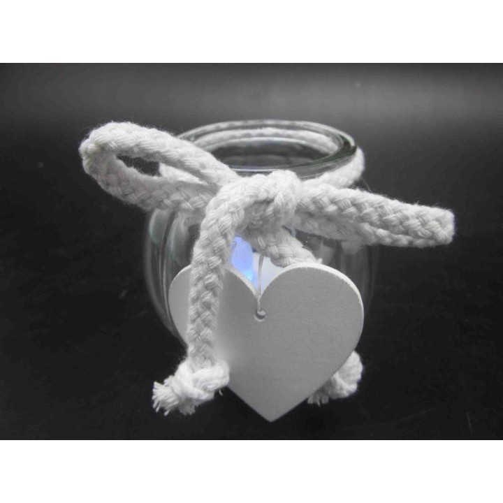 Vasetto porta candela con fiocco e cuore | CarinCasa