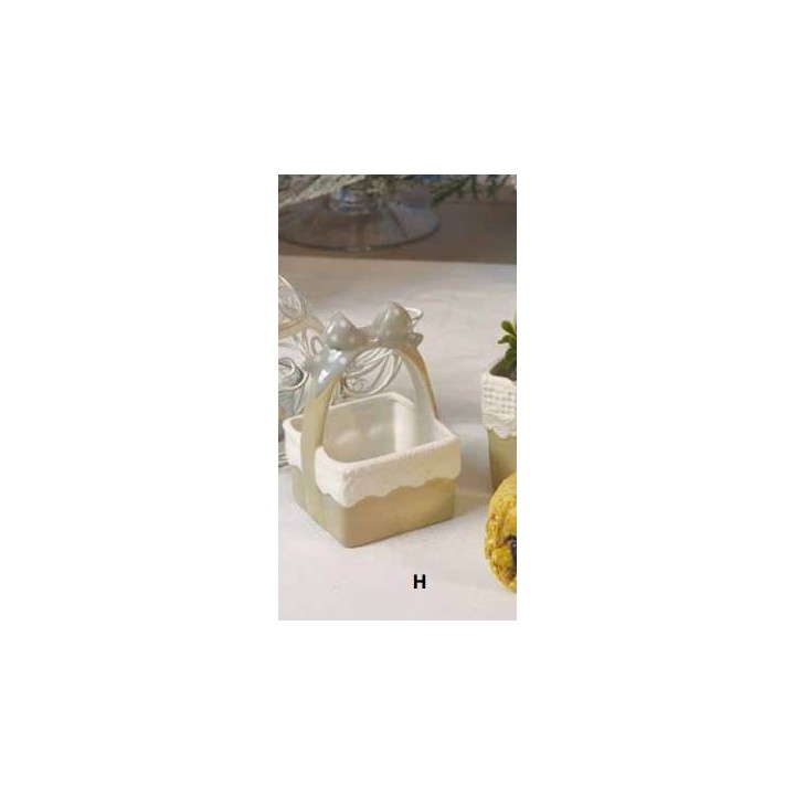 Cestino con fiocco ceramica beige | CarinCasa