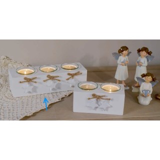 Porta 3 candele white con stelline 8 x 25 x 8 cm | CarinCasa