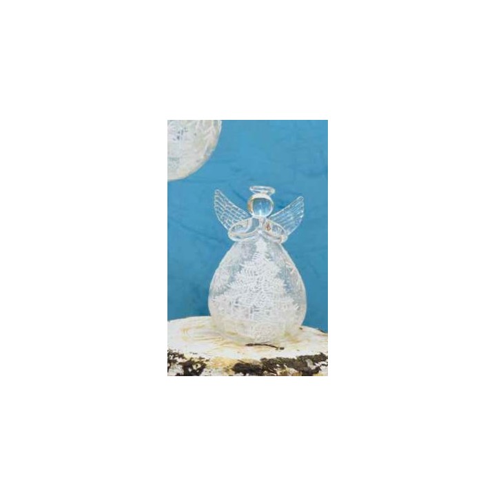 Angelo bombato con decoro albero pizzo 6 x 10 cm | CarinCasa