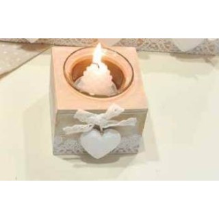 Cubo porta candela con cuoricino white 8 x 8 x 7 cm |…