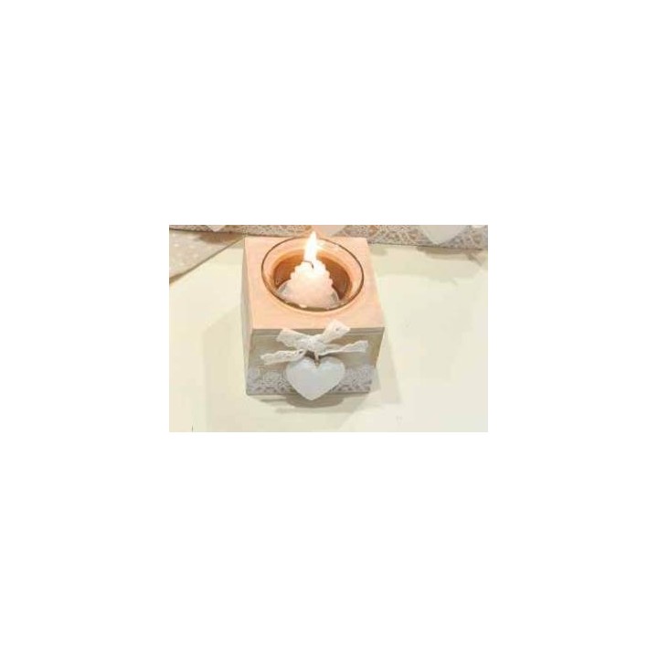 Cubo porta candela con cuoricino white 8 x 8 x 7 cm |…