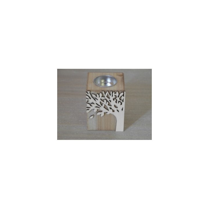 Colonna in legno porta t-light 7x8h9cm con albero della…