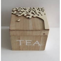 Scatola porta te in legno decoro albero della vita 10x10h 9 cm