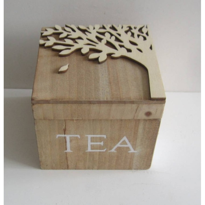 Scatola porta te in legno decoro albero della vita 10x10h 9…
