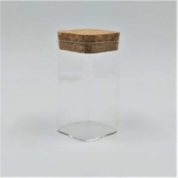 Barattolo base quadrata in vetro con tappo in sughero 280cc