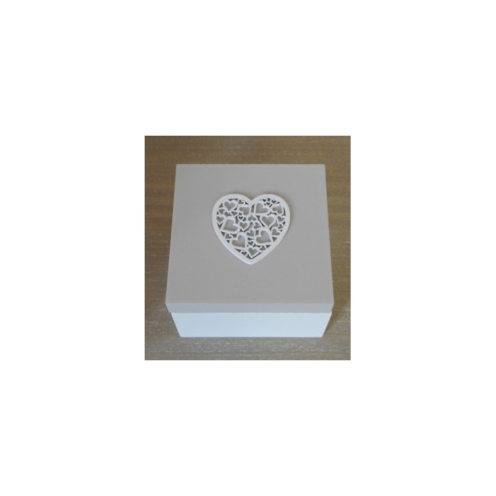 Scatola in legno decoro cuore bianco 12x12 h 8 cm |…