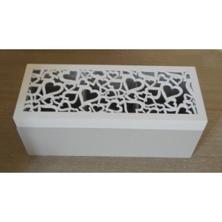 Scatola con scomparti in legno decoro cuore bianco…