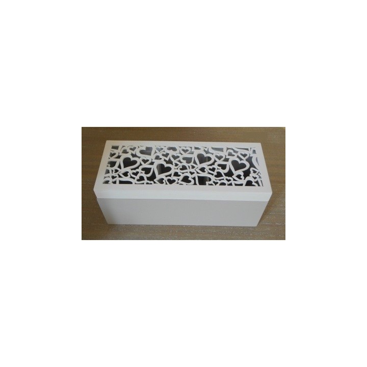Scatola con scomparti in legno decoro cuore bianco…