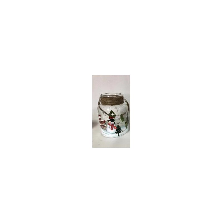 Portacandela con corda decoro pupazzo di neve 25 cm |…