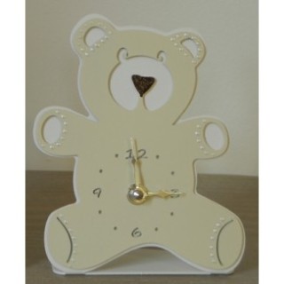 Orologio orso sabbia base bianca 17x6h13cm | CarinCasa