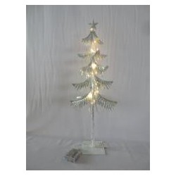Albero metallo argento con luci h.60