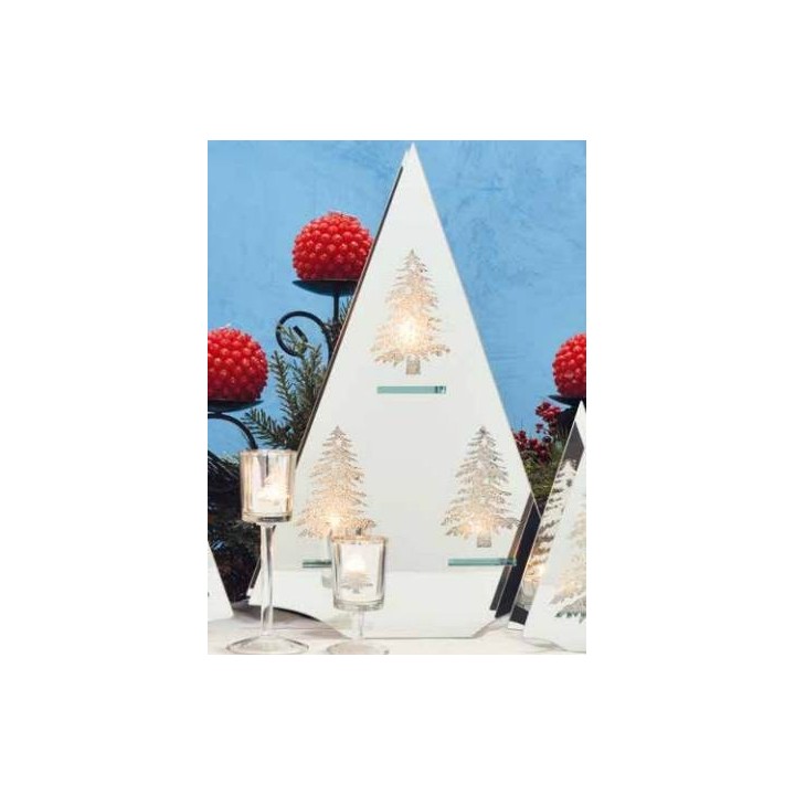 Porta candela in vetro con abete grande cm h50 | CarinCasa