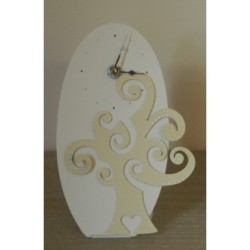 Orologio in metallo con albero della vita bianco e panna