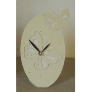 Orologio farfalla bianca base sabbia 13x10h22cm | CarinCasa