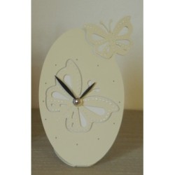 Orologio farfalla bianca base sabbia 13x10h22cm