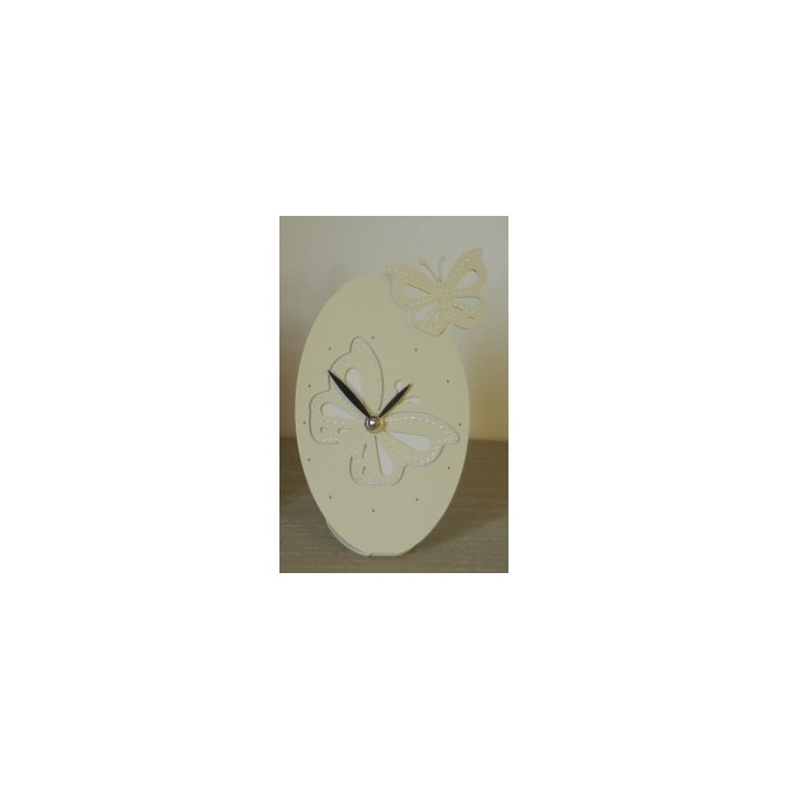 Orologio farfalla bianca base sabbia 13x10h22cm | CarinCasa
