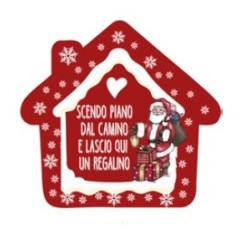 Quadretto legno profumato Casetta rossa babbo natale "secondo piano dal camino.."