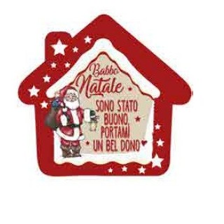 Quadretto legno profumato Casetta rossa babbo natale "sono…