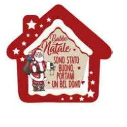 Quadretto legno profumato Casetta rossa babbo natale "sono stato buono portami.."