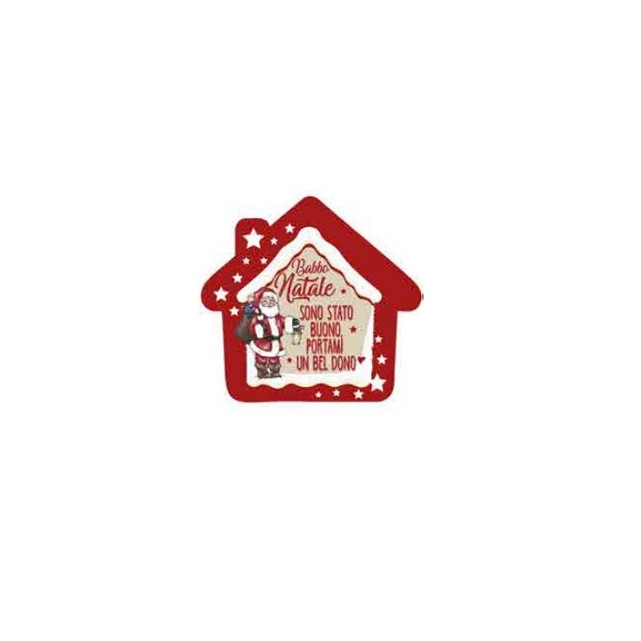 Quadretto legno profumato Casetta rossa babbo natale "sono…