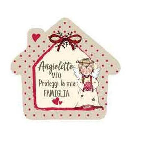 Quadretto legno profumato Casetta beige angelo "angioletto…