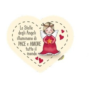 Quadretto in legno profumato Cuore panna angelo "le stelle…