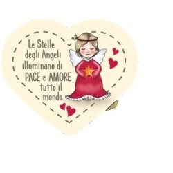 Quadretto in legno profumato Cuore panna angelo "le stelle degli angeli.."