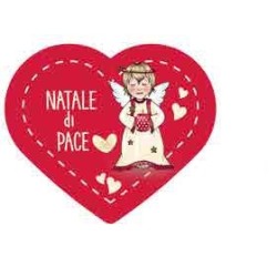 Quadretto in legno profumato Cuore rosso angelo "natale di pace"