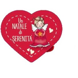 Quadretto in legno profumato Cuore rosso angelo "un natale di serenita' "