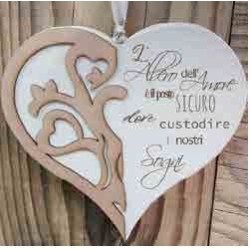 Quadretto in legno profumato da appendere Cuore "l'albero dell'amore e' il posto sicuro.."