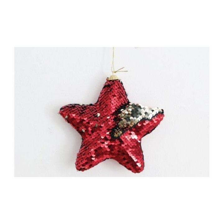 Stella rossa di natale in pailettes 15 cm | CarinCasa