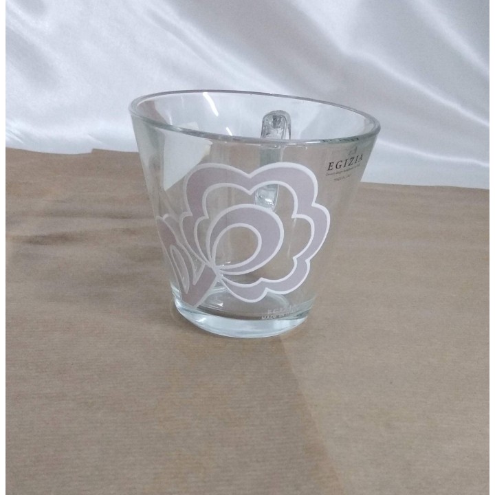 Tazza cappuccino tortora con piattino decoro fiori e…