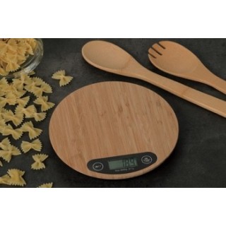 Bilancia da cucina digitale rotonda in bamboo