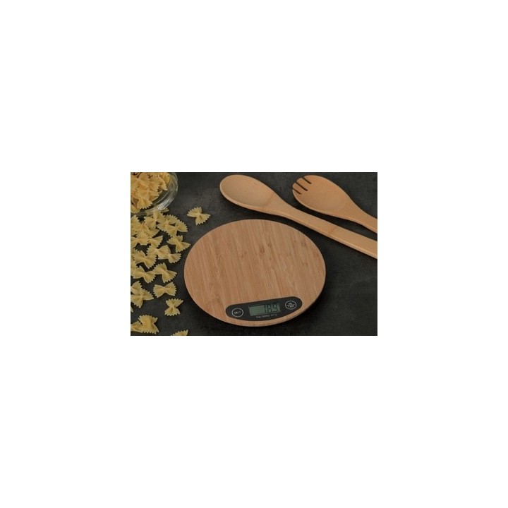Bilancia da cucina digitale rotonda in bamboo