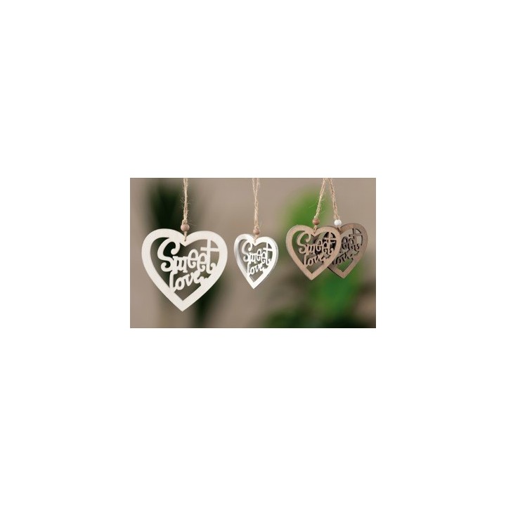 Decorazione in legno a forma di cuore da appendere