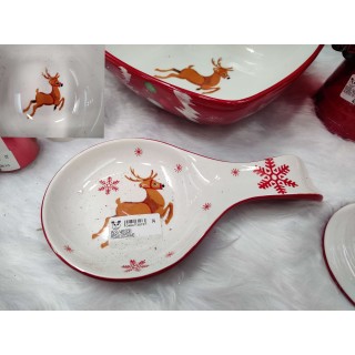 Posacucchiaio porcellana natalizia con renna 22 x 13 cm |…