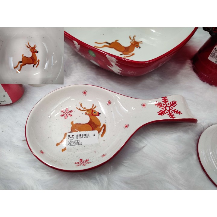 Posacucchiaio porcellana natalizia con renna 22 x 13 cm |…