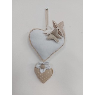 Retroporta cuore e farfalle panna 18 x 25 cm | CarinCasa