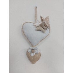 Retroporta cuore e farfalle panna 18 x 25 cm