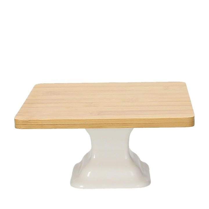 Alzata quadra in porcellana e bamboo 20 x 20 x 10 cm |…