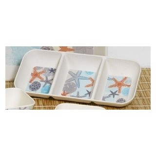 Vassoio 3 scomparti stile mare cm.25 bambu' bambù |…