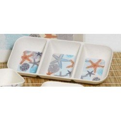 Vassoio 3 scomparti stile mare cm.25 bambu'