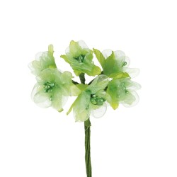 Fiore organza e pistilli verde diametro cm 3