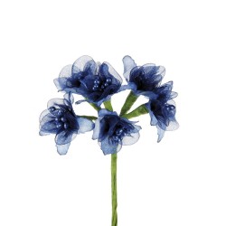 Fiore organza e pistilli blu cm 3