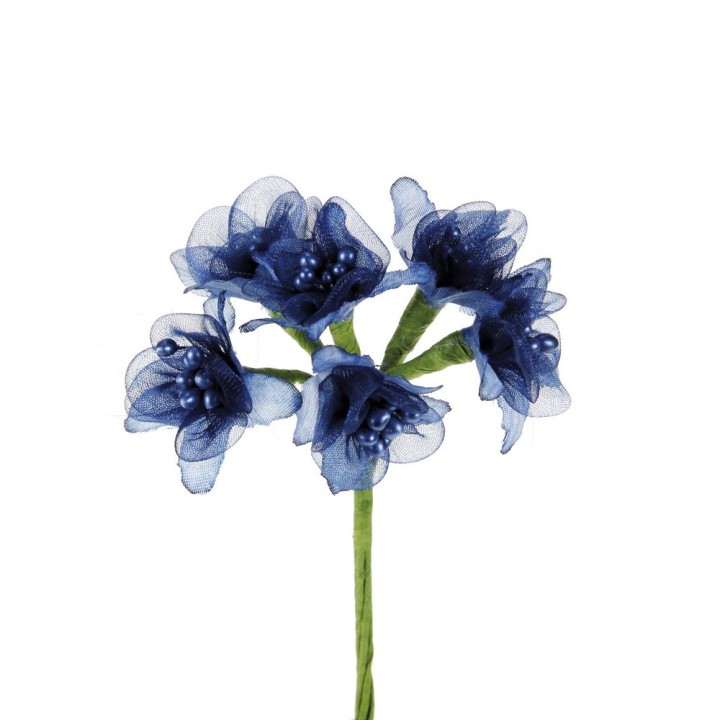 Fiore organza e pistilli blu cm 3 | CarinCasa
