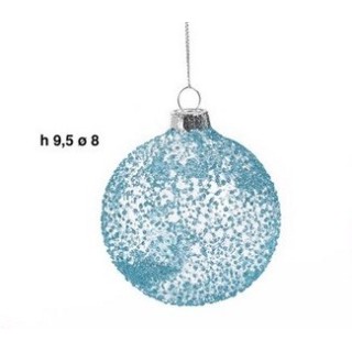 Sfera natalizia celeste 10cm. Vetro-ap | CarinCasa